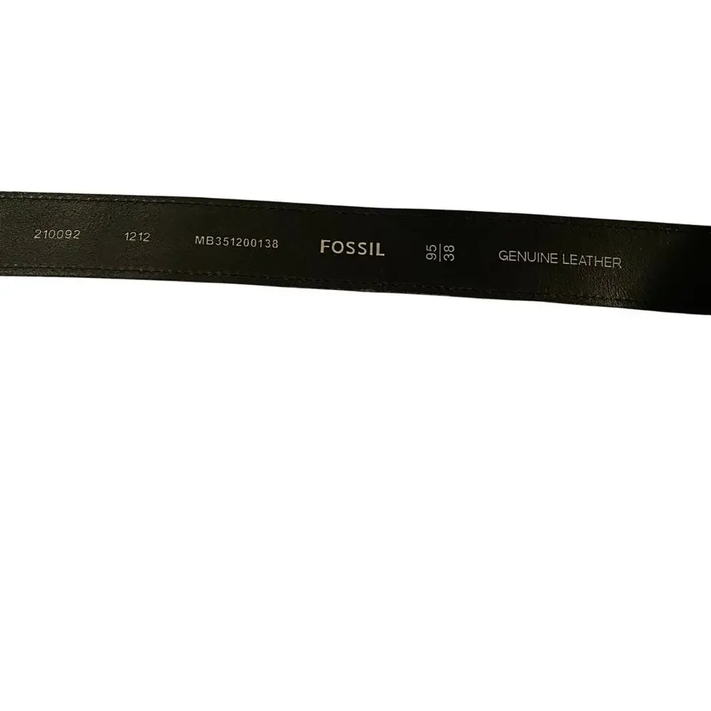 Fossil Black Genuine Leather Belt Size 38 Men’s Silver Buckle Classic Style